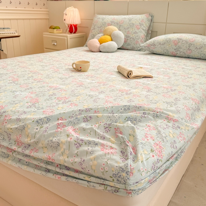 91家纺网 家纺一手货源 找家纺 朵朵家纺 2026新款A类超柔木棉印花单床笠单品学生宿舍床垫保护套床笠（床垫保护套可定制尺寸 ） 春野集