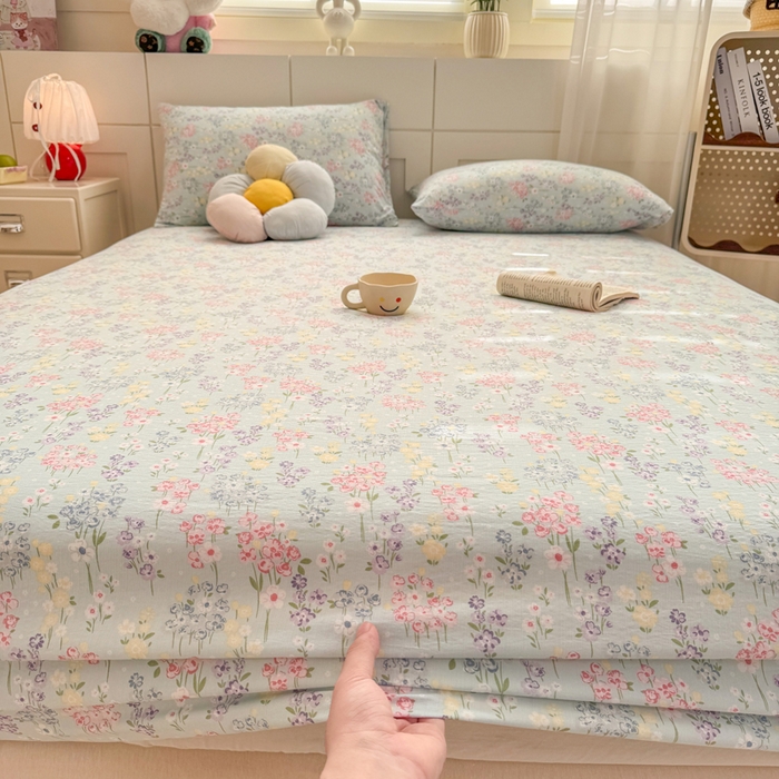 91家纺网 家纺一手货源 找家纺 朵朵家纺 2026新款A类超柔木棉印花单床笠单品学生宿舍床垫保护套床笠（床垫保护套可定制尺寸 ） 春野集