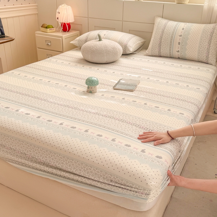 91家纺网 家纺一手货源 找家纺 朵朵家纺 2026新款A类超柔木棉印花单床笠单品学生宿舍床垫保护套床笠（床垫保护套可定制尺寸 ） 安琪拉