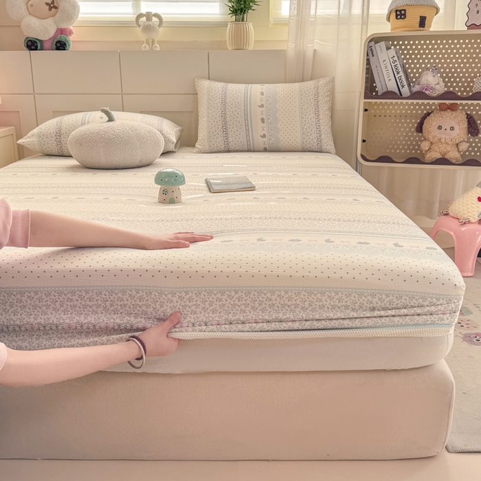 91家纺网 家纺一手货源 找家纺 朵朵家纺 2026新款A类超柔木棉印花单床笠单品学生宿舍床垫保护套床笠（床垫保护套可定制尺寸 ） 安琪拉