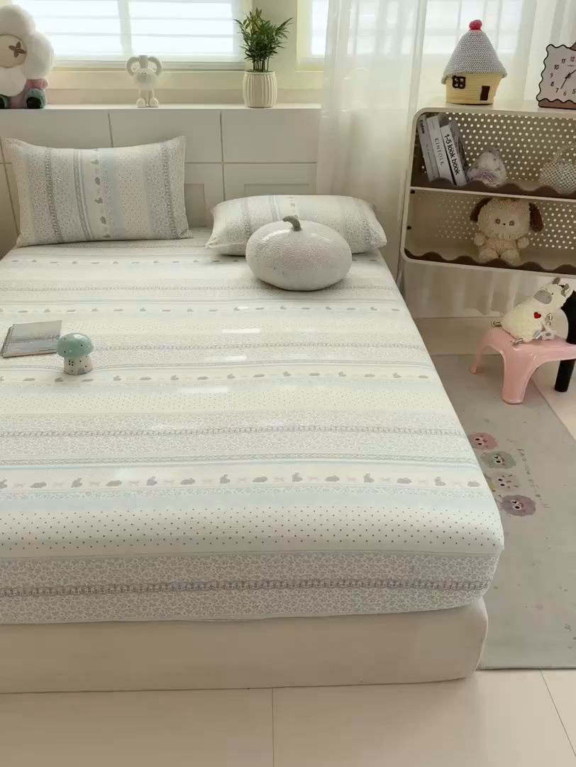 91家纺网 家纺一手货源 找家纺 朵朵家纺 2026新款A类超柔木棉印花单床笠单品学生宿舍床垫保护套床笠（床垫保护套可定制尺寸 ） 安琪拉