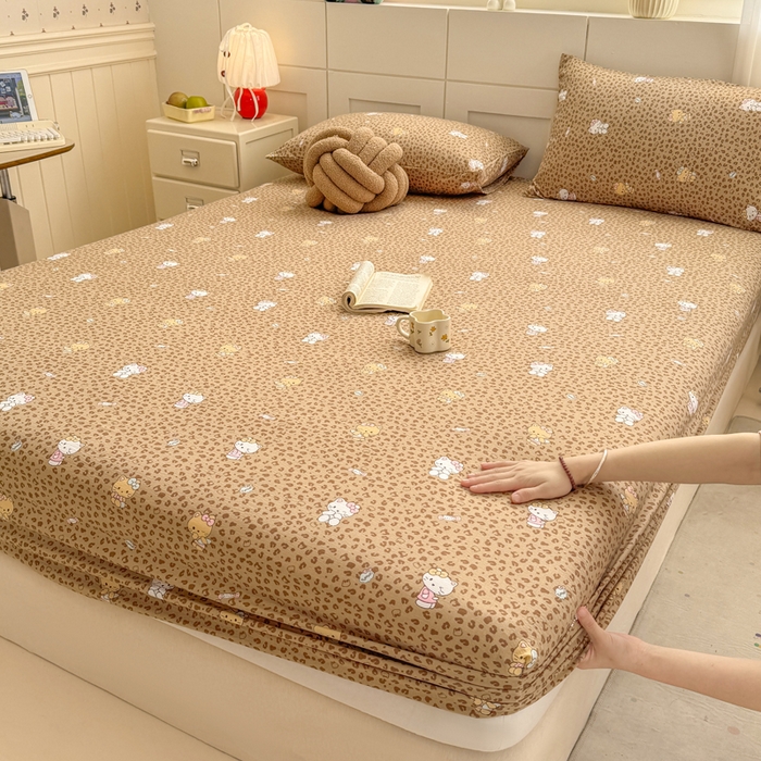 91家纺网 家纺一手货源 找家纺 朵朵家纺 2026新款A类超柔木棉印花单床笠单品学生宿舍床垫保护套床笠（床垫保护套可定制尺寸 ） 豹纹KT