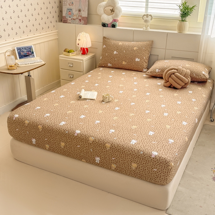 91家纺网 家纺一手货源 找家纺 朵朵家纺 2026新款A类超柔木棉印花单床笠单品学生宿舍床垫保护套床笠（床垫保护套可定制尺寸 ） 豹纹KT