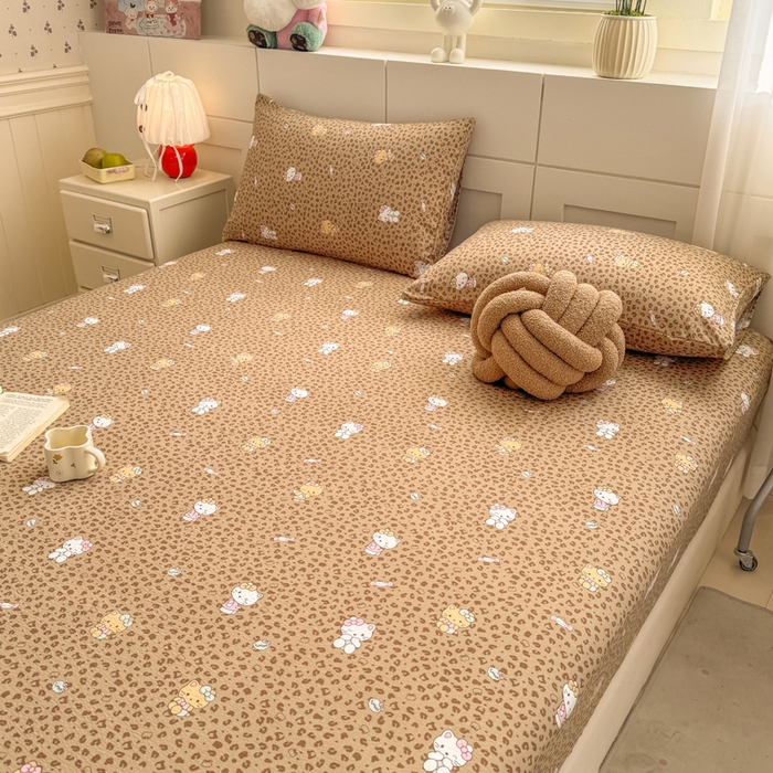 91家纺网 家纺一手货源 找家纺 朵朵家纺 2026新款A类超柔木棉印花单床笠单品学生宿舍床垫保护套床笠（床垫保护套可定制尺寸 ） 豹纹KT