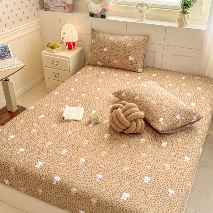 91家纺网 家纺一手货源 找家纺 朵朵家纺 2026新款A类超柔木棉印花单床笠单品学生宿舍床垫保护套床笠（床垫保护套可定制尺寸 ） 豹纹KT