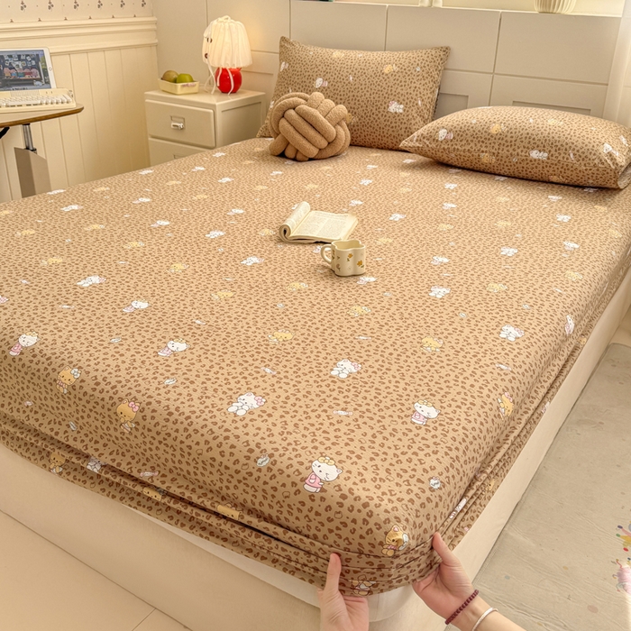 91家纺网 家纺一手货源 找家纺 朵朵家纺 2026新款A类超柔木棉印花单床笠单品学生宿舍床垫保护套床笠（床垫保护套可定制尺寸 ） 豹纹KT