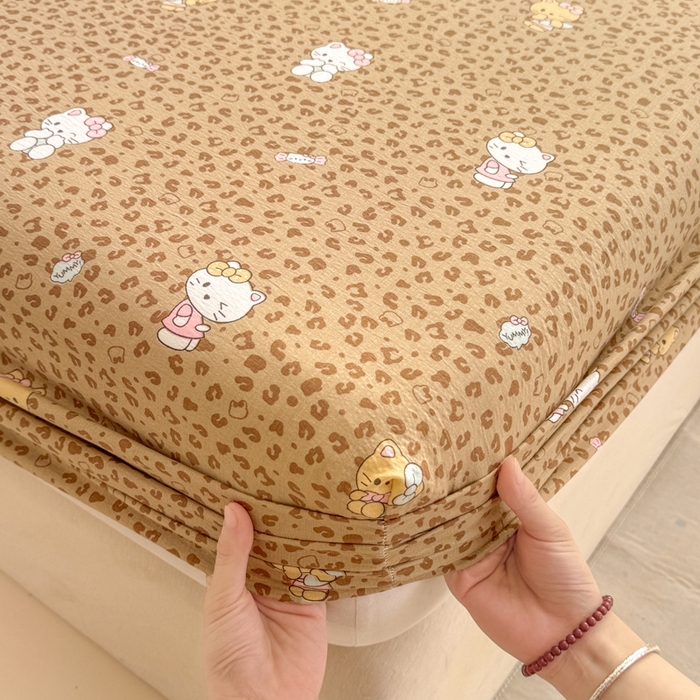 91家纺网 家纺一手货源 找家纺 朵朵家纺 2026新款A类超柔木棉印花单床笠单品学生宿舍床垫保护套床笠（床垫保护套可定制尺寸 ） 豹纹KT