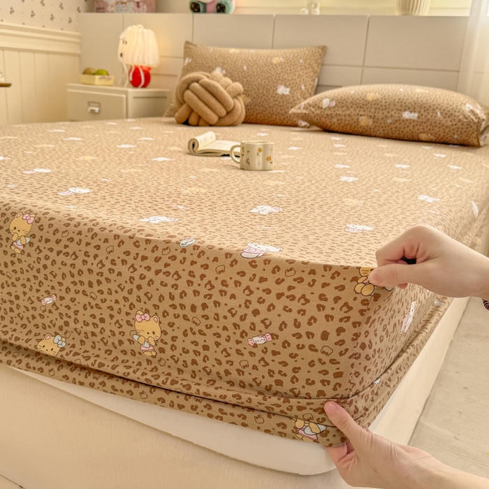 91家纺网 家纺一手货源 找家纺 朵朵家纺 2026新款A类超柔木棉印花单床笠单品学生宿舍床垫保护套床笠（床垫保护套可定制尺寸 ） 豹纹KT