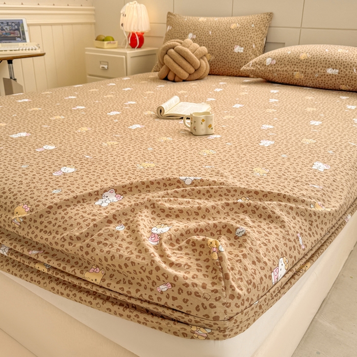 91家纺网 家纺一手货源 找家纺 朵朵家纺 2026新款A类超柔木棉印花单床笠单品学生宿舍床垫保护套床笠（床垫保护套可定制尺寸 ） 豹纹KT