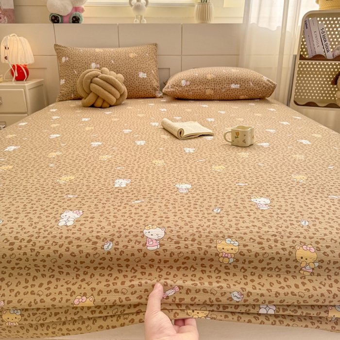 91家纺网 家纺一手货源 找家纺 朵朵家纺 2026新款A类超柔木棉印花单床笠单品学生宿舍床垫保护套床笠（床垫保护套可定制尺寸 ） 豹纹KT