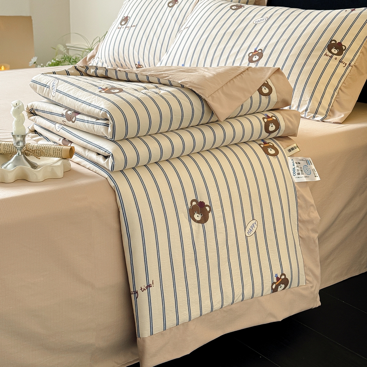 迷尚家居 2026新款冰丝柔夏被四件套 开心熊