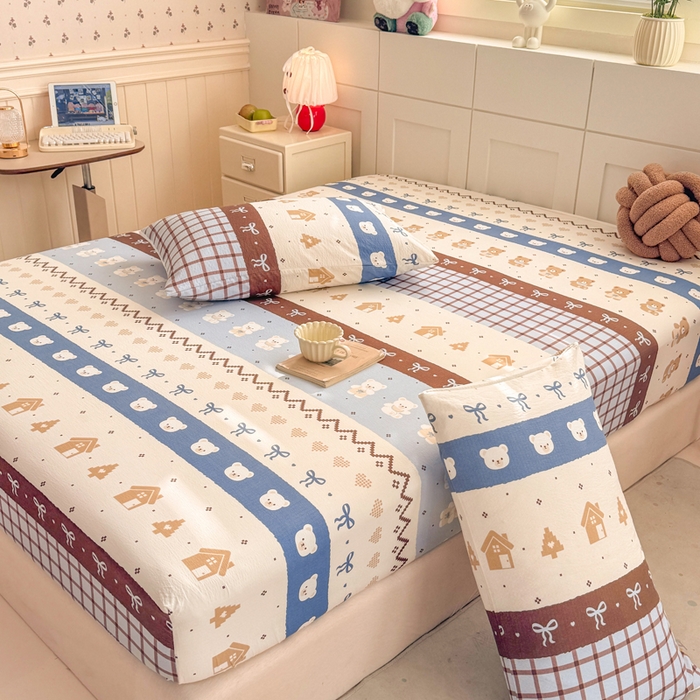 91家纺网 家纺一手货源 找家纺 朵朵家纺 2026新款A类超柔木棉印花单床笠单品学生宿舍床垫保护套床笠（床垫保护套可定制尺寸 ） 北半球