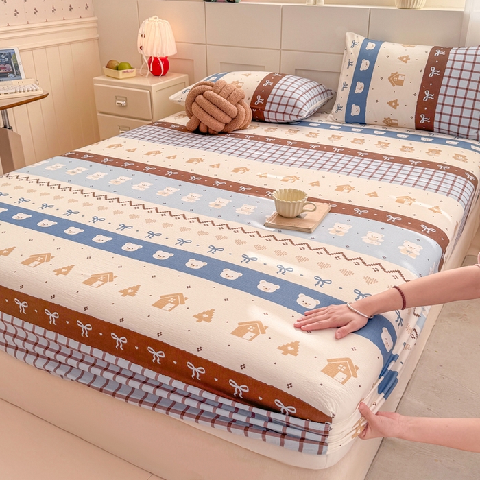 91家纺网 家纺一手货源 找家纺 朵朵家纺 2026新款A类超柔木棉印花单床笠单品学生宿舍床垫保护套床笠（床垫保护套可定制尺寸 ） 北半球