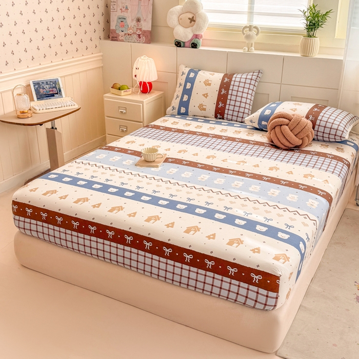 91家纺网 家纺一手货源 找家纺 朵朵家纺 2026新款A类超柔木棉印花单床笠单品学生宿舍床垫保护套床笠（床垫保护套可定制尺寸 ） 北半球