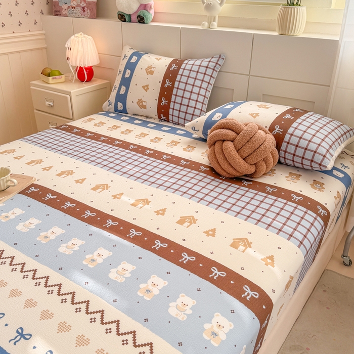 91家纺网 家纺一手货源 找家纺 朵朵家纺 2026新款A类超柔木棉印花单床笠单品学生宿舍床垫保护套床笠（床垫保护套可定制尺寸 ） 北半球