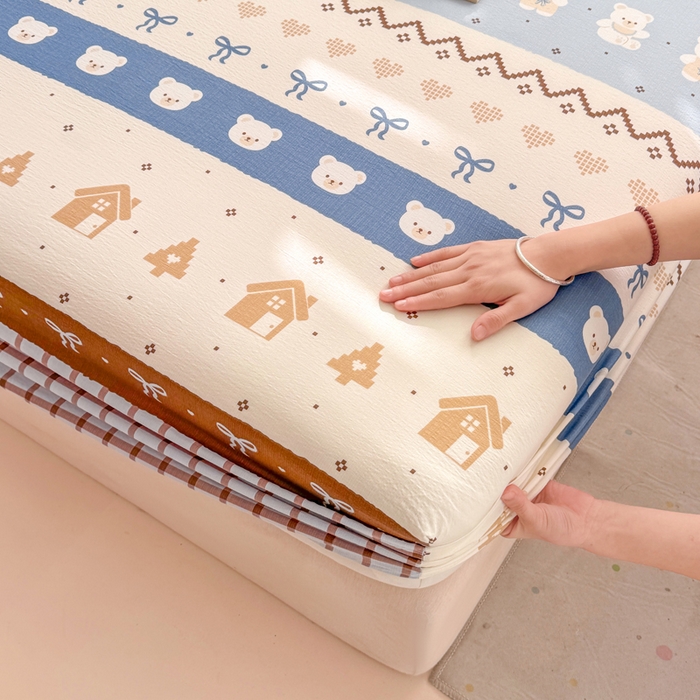 91家纺网 家纺一手货源 找家纺 朵朵家纺 2026新款A类超柔木棉印花单床笠单品学生宿舍床垫保护套床笠（床垫保护套可定制尺寸 ） 北半球