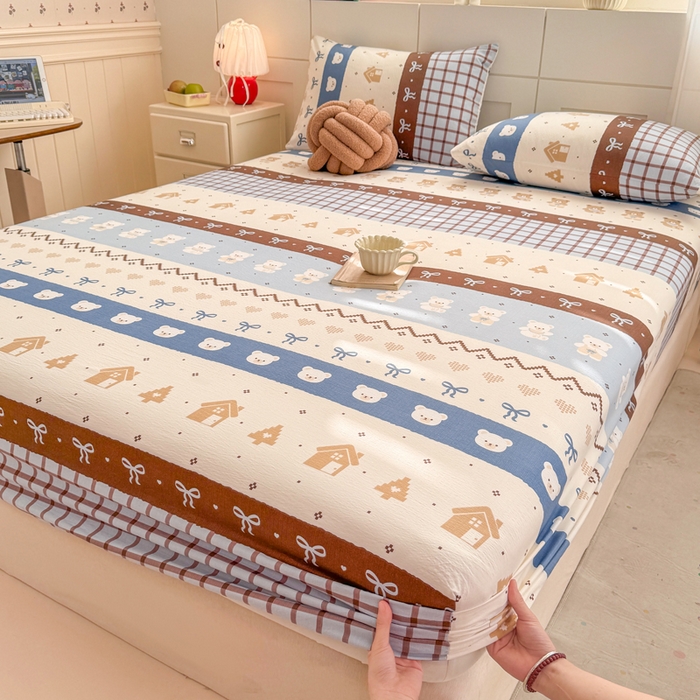 91家纺网 家纺一手货源 找家纺 朵朵家纺 2026新款A类超柔木棉印花单床笠单品学生宿舍床垫保护套床笠（床垫保护套可定制尺寸 ） 北半球