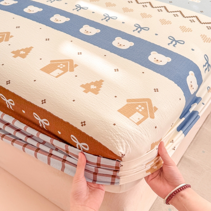 91家纺网 家纺一手货源 找家纺 朵朵家纺 2026新款A类超柔木棉印花单床笠单品学生宿舍床垫保护套床笠（床垫保护套可定制尺寸 ） 北半球