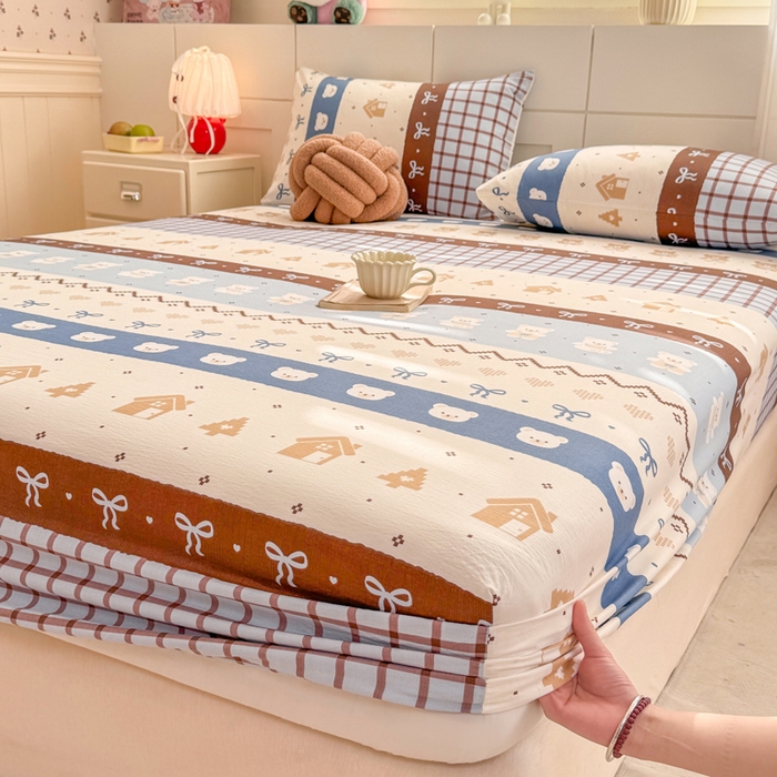朵朵家纺 2026新款A类超柔木棉印花单床笠单品学生宿舍床垫保护套床笠（床垫保护套可定制尺寸 ） 北半球