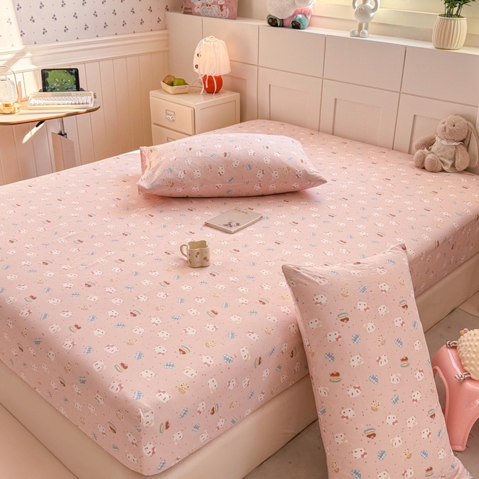 91家纺网 家纺一手货源 找家纺 朵朵家纺 2026新款A类超柔木棉印花单床笠单品学生宿舍床垫保护套床笠（床垫保护套可定制尺寸 ） 蛋糕喵