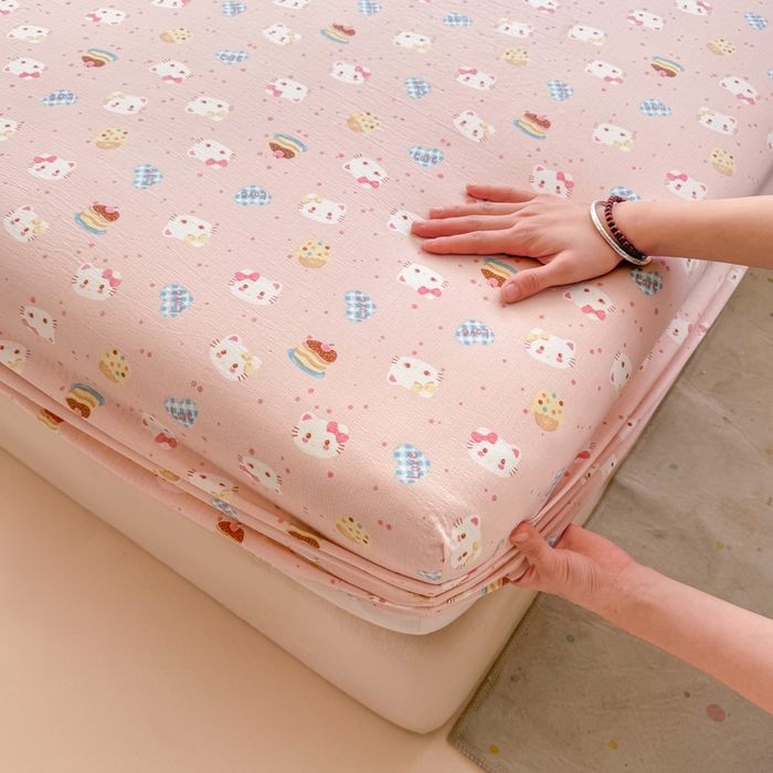 91家纺网 家纺一手货源 找家纺 朵朵家纺 2026新款A类超柔木棉印花单床笠单品学生宿舍床垫保护套床笠（床垫保护套可定制尺寸 ） 蛋糕喵