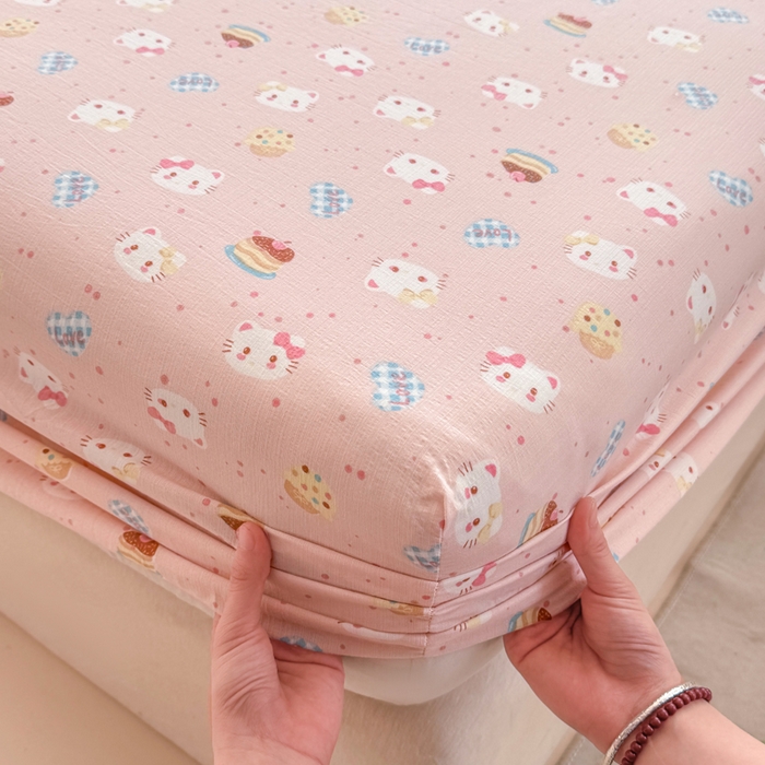 91家纺网 家纺一手货源 找家纺 朵朵家纺 2026新款A类超柔木棉印花单床笠单品学生宿舍床垫保护套床笠（床垫保护套可定制尺寸 ） 蛋糕喵