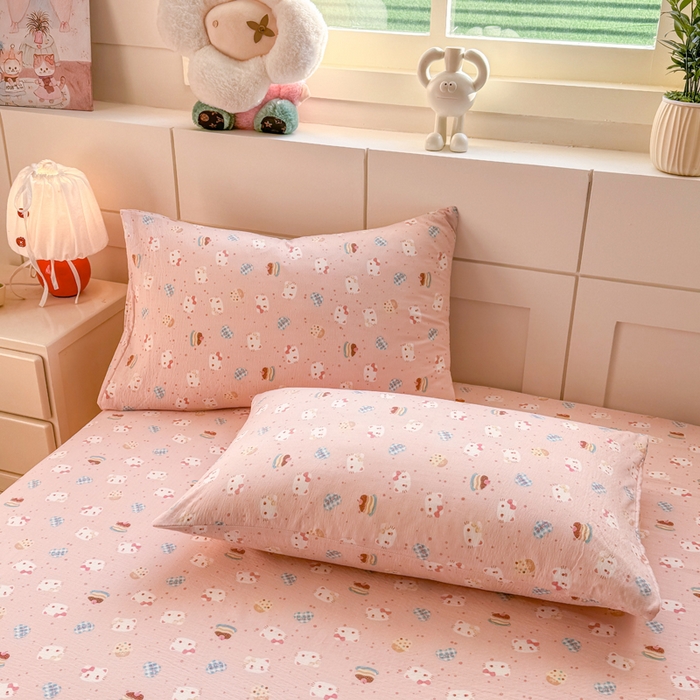 91家纺网 家纺一手货源 找家纺 朵朵家纺 2026新款A类超柔木棉印花单床笠单品学生宿舍床垫保护套床笠（床垫保护套可定制尺寸 ） 蛋糕喵