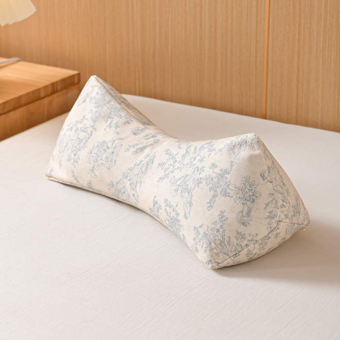 91家纺网 家纺一手货源 找家纺 仁宇枕业 2026新款新品棉麻古朴三角系列荞麦枕头枕芯 棉麻款三角系列荞麦枕-青花瓷蓝