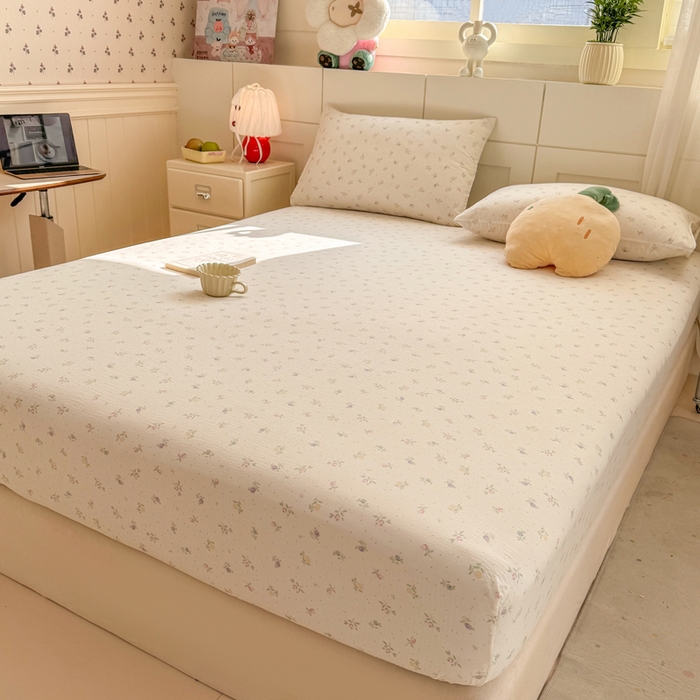 91家纺网 家纺一手货源 找家纺 朵朵家纺 2026新款A类超柔木棉印花单床笠单品学生宿舍床垫保护套床笠（床垫保护套可定制尺寸 ） 繁星春水