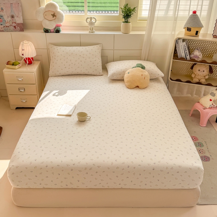 91家纺网 家纺一手货源 找家纺 朵朵家纺 2026新款A类超柔木棉印花单床笠单品学生宿舍床垫保护套床笠（床垫保护套可定制尺寸 ） 繁星春水