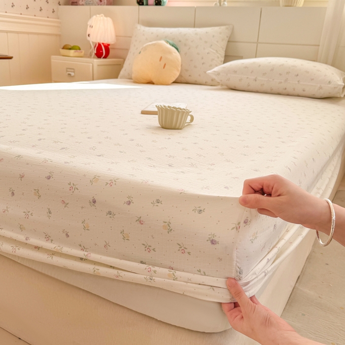 91家纺网 家纺一手货源 找家纺 朵朵家纺 2026新款A类超柔木棉印花单床笠单品学生宿舍床垫保护套床笠（床垫保护套可定制尺寸 ） 繁星春水