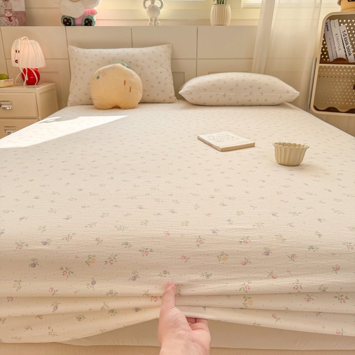91家纺网 家纺一手货源 找家纺 朵朵家纺 2026新款A类超柔木棉印花单床笠单品学生宿舍床垫保护套床笠（床垫保护套可定制尺寸 ） 繁星春水