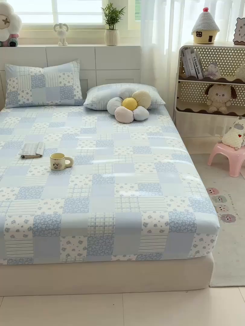 91家纺网 家纺一手货源 找家纺 朵朵家纺 2026新款A类超柔木棉印花单床笠单品学生宿舍床垫保护套床笠（床垫保护套可定制尺寸 ） 兰溪