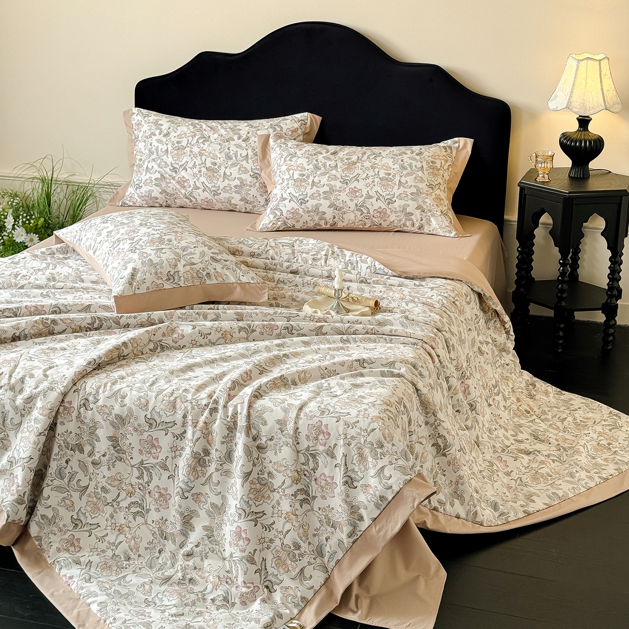 91家纺网 家纺一手货源 找家纺 迷尚家居 2026新款冰丝柔夏被四件套 凯西亚