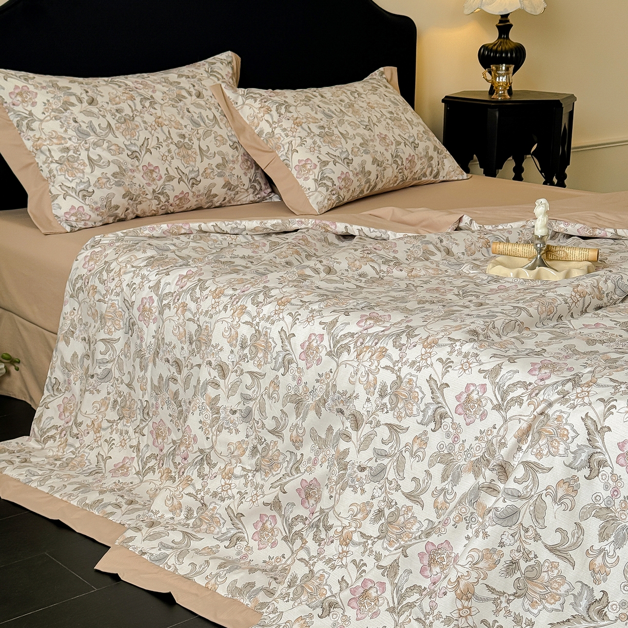 91家纺网 家纺一手货源 找家纺 迷尚家居 2026新款冰丝柔夏被四件套 凯西亚