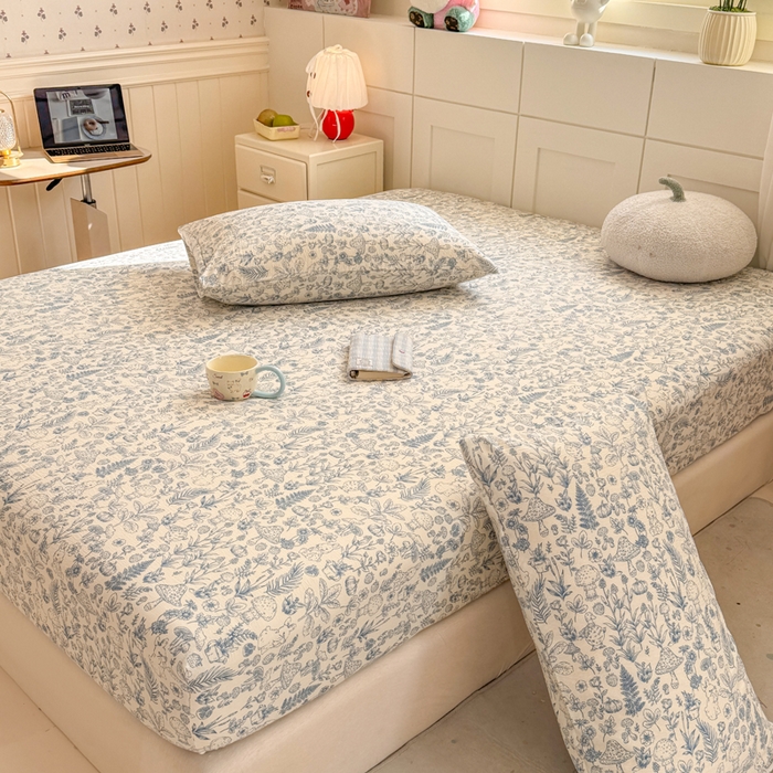 91家纺网 家纺一手货源 找家纺 朵朵家纺 2026新款A类超柔木棉印花单床笠单品学生宿舍床垫保护套床笠（床垫保护套可定制尺寸 ） 森林密语