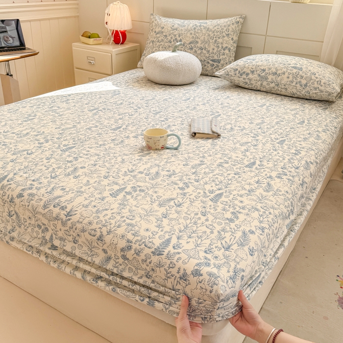 91家纺网 家纺一手货源 找家纺 朵朵家纺 2026新款A类超柔木棉印花单床笠单品学生宿舍床垫保护套床笠（床垫保护套可定制尺寸 ） 森林密语