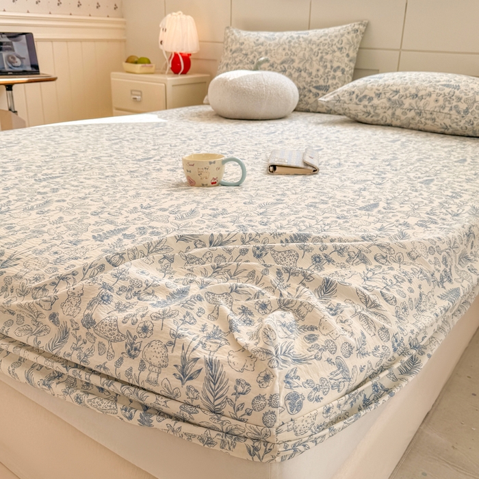 91家纺网 家纺一手货源 找家纺 朵朵家纺 2026新款A类超柔木棉印花单床笠单品学生宿舍床垫保护套床笠（床垫保护套可定制尺寸 ） 森林密语