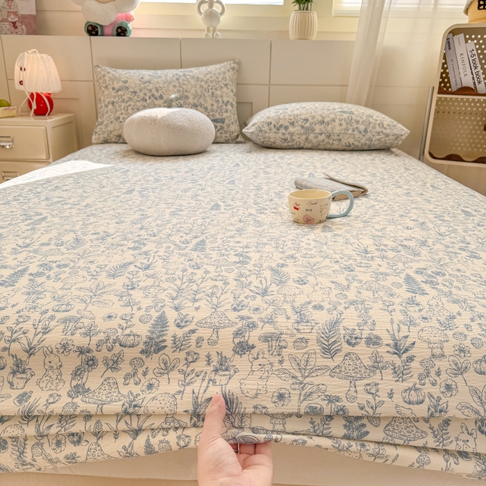 91家纺网 家纺一手货源 找家纺 朵朵家纺 2026新款A类超柔木棉印花单床笠单品学生宿舍床垫保护套床笠（床垫保护套可定制尺寸 ） 森林密语