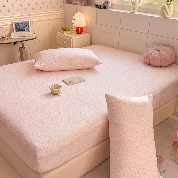 91家纺网 家纺一手货源 找家纺 朵朵家纺 2026新款A类超柔木棉印花单床笠单品学生宿舍床垫保护套床笠（床垫保护套可定制尺寸 ） 甜茶