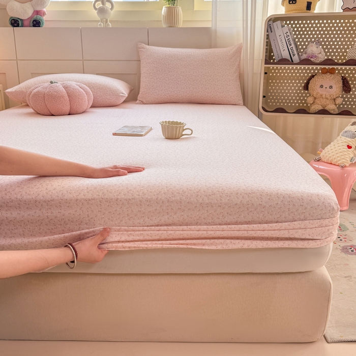 91家纺网 家纺一手货源 找家纺 朵朵家纺 2026新款A类超柔木棉印花单床笠单品学生宿舍床垫保护套床笠（床垫保护套可定制尺寸 ） 甜茶