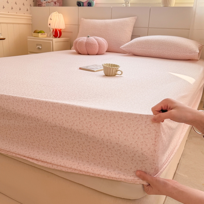 91家纺网 家纺一手货源 找家纺 朵朵家纺 2026新款A类超柔木棉印花单床笠单品学生宿舍床垫保护套床笠（床垫保护套可定制尺寸 ） 甜茶