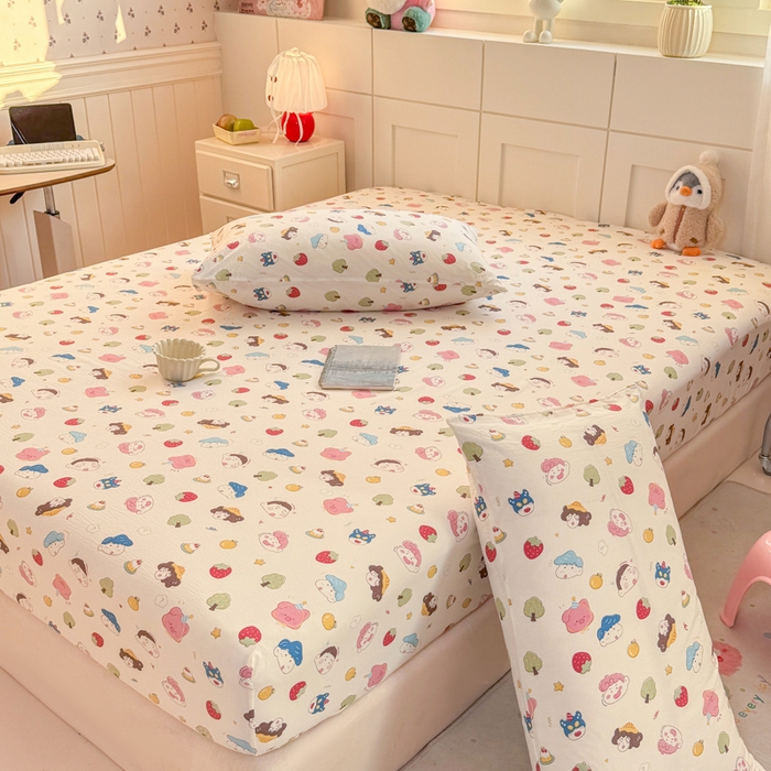 91家纺网 家纺一手货源 找家纺 朵朵家纺 2026新款A类超柔木棉印花单床笠单品学生宿舍床垫保护套床笠（床垫保护套可定制尺寸 ） 小新e族