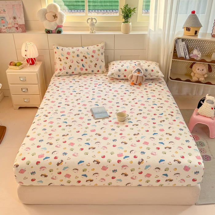 91家纺网 家纺一手货源 找家纺 朵朵家纺 2026新款A类超柔木棉印花单床笠单品学生宿舍床垫保护套床笠（床垫保护套可定制尺寸 ） 小新e族