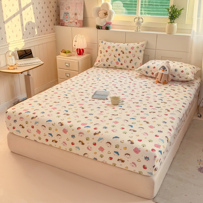 91家纺网 家纺一手货源 找家纺 朵朵家纺 2026新款A类超柔木棉印花单床笠单品学生宿舍床垫保护套床笠（床垫保护套可定制尺寸 ） 小新e族