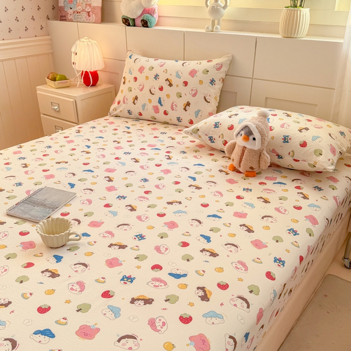 91家纺网 家纺一手货源 找家纺 朵朵家纺 2026新款A类超柔木棉印花单床笠单品学生宿舍床垫保护套床笠（床垫保护套可定制尺寸 ） 小新e族