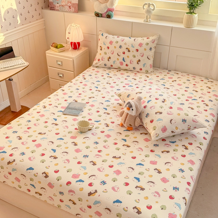 91家纺网 家纺一手货源 找家纺 朵朵家纺 2026新款A类超柔木棉印花单床笠单品学生宿舍床垫保护套床笠（床垫保护套可定制尺寸 ） 小新e族