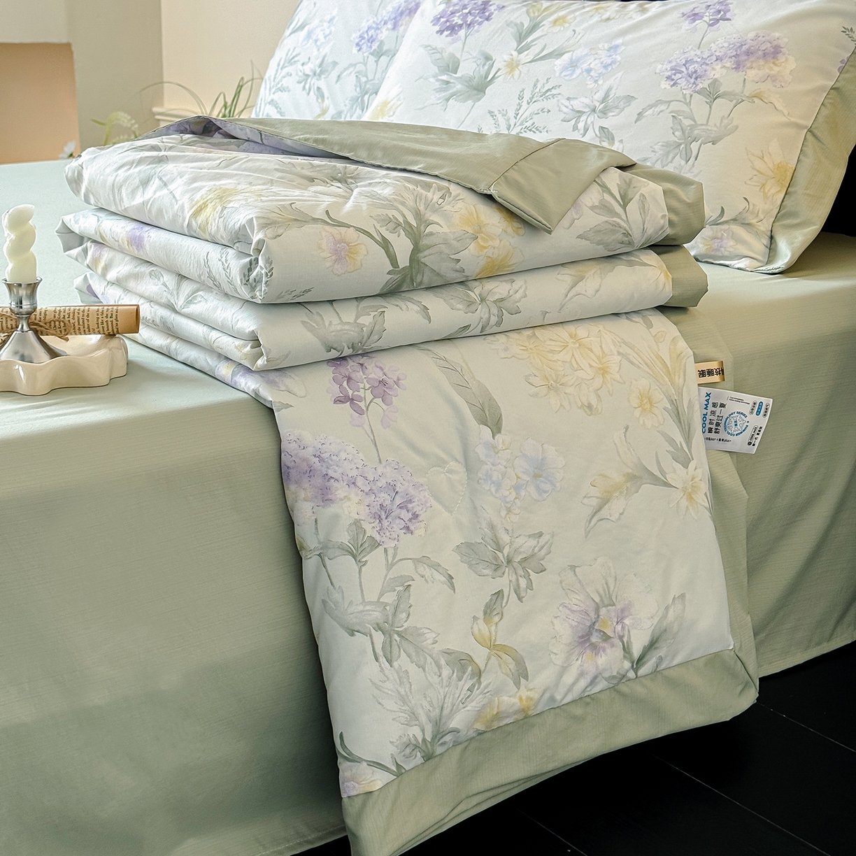 迷尚家居 2026新款冰丝柔夏被四件套 绿野