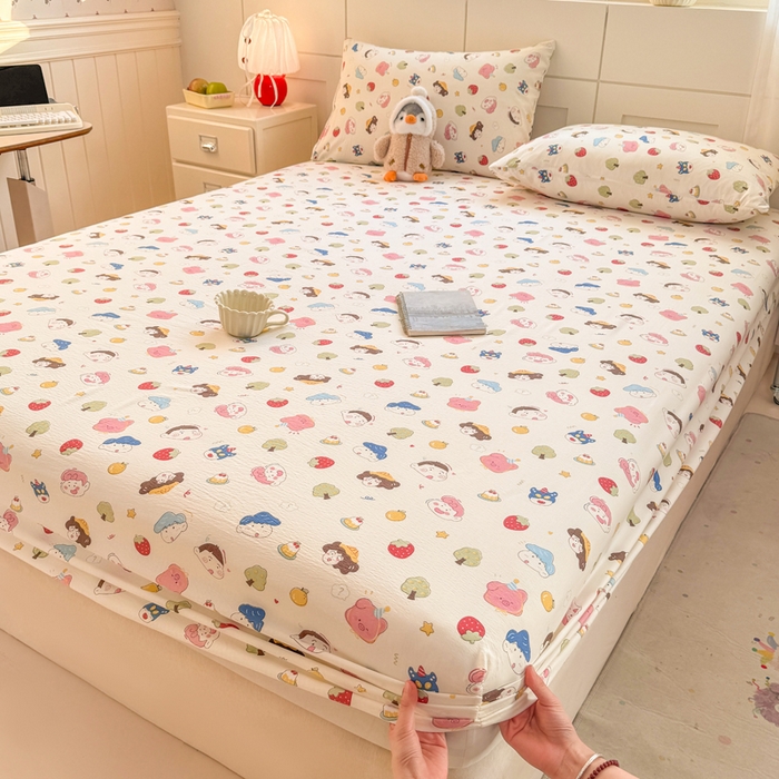 91家纺网 家纺一手货源 找家纺 朵朵家纺 2026新款A类超柔木棉印花单床笠单品学生宿舍床垫保护套床笠（床垫保护套可定制尺寸 ） 小新e族