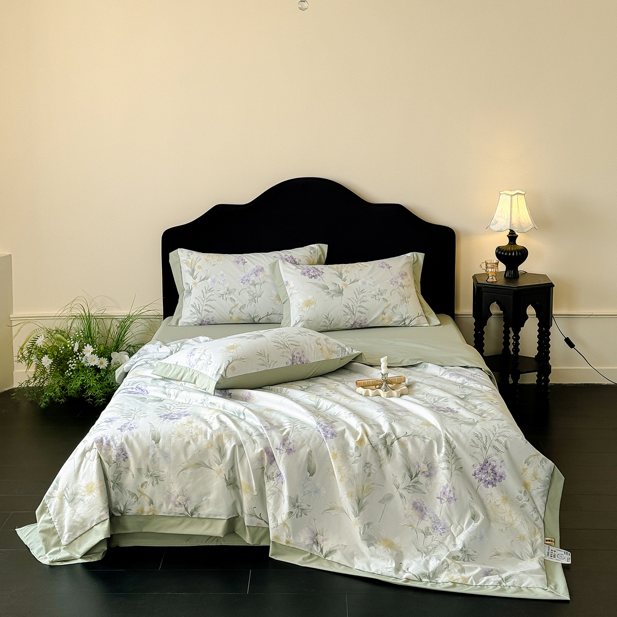 91家纺网 家纺一手货源 找家纺 迷尚家居 2026新款冰丝柔夏被四件套 绿野